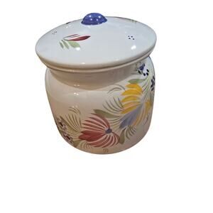 Vintage Henriot Quimper Fleuri Royal pattern, canister Handpainted pottery